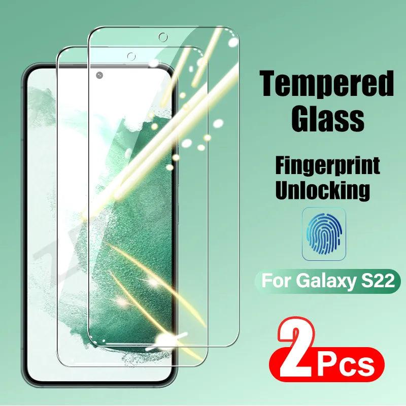 Samsung Galaxy S21 S22 S23 Plus 2PCS Glass Screen Protectors with Fingerprint Unlocking  ourlum.com For Samsung S21 2Pcs Glass 