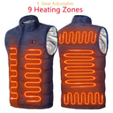 New 9 Places Heated Vest Men Women Usb Heated Jacket Black