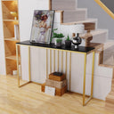 47.2 Inch Extra Long Console Table Sintered Top Gold Legs