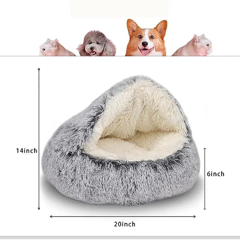 Round Plush Pet Bed with Cover: Cozy 2-in-1 Nest for Small Dogs  ourlum   