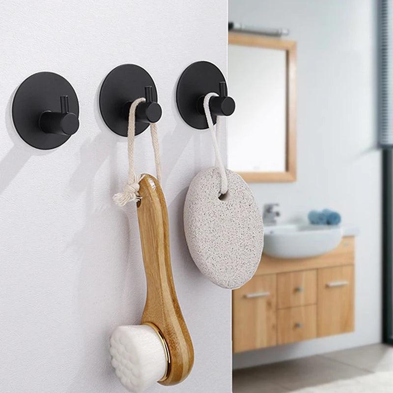 Sleek Stainless Steel Bathroom Hooks Set with Adhesive Mount - Pack of 2  ourlum.com