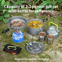 Lightweight Portable Camping Cookware Set for 1-5 People