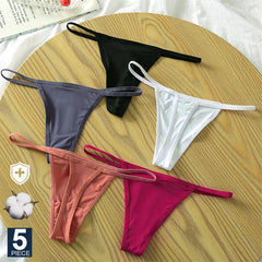 5-Piece Seductive Cotton G-String Panties Set: Elegant Intimates Collection