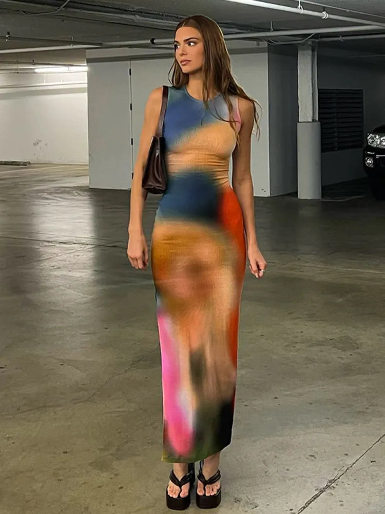 Hugcitar Tie Dye Ribbed Midi Dress: 2023 Trendy Summer Fashion Statement