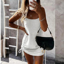 Allure Chic Backless Mini Dress: Elegant Solid Drawstring Women's Fashion Summer Dress  ourlum.com WHITE XL 