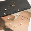 LATS Beads Women's Kpop Pearl Choker Necklace Gold Goth