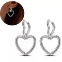 925 Sterling Silver Heart Earrings with Zircon Stones - Elegant Women's Jewelry  ourlum.com KTE044  