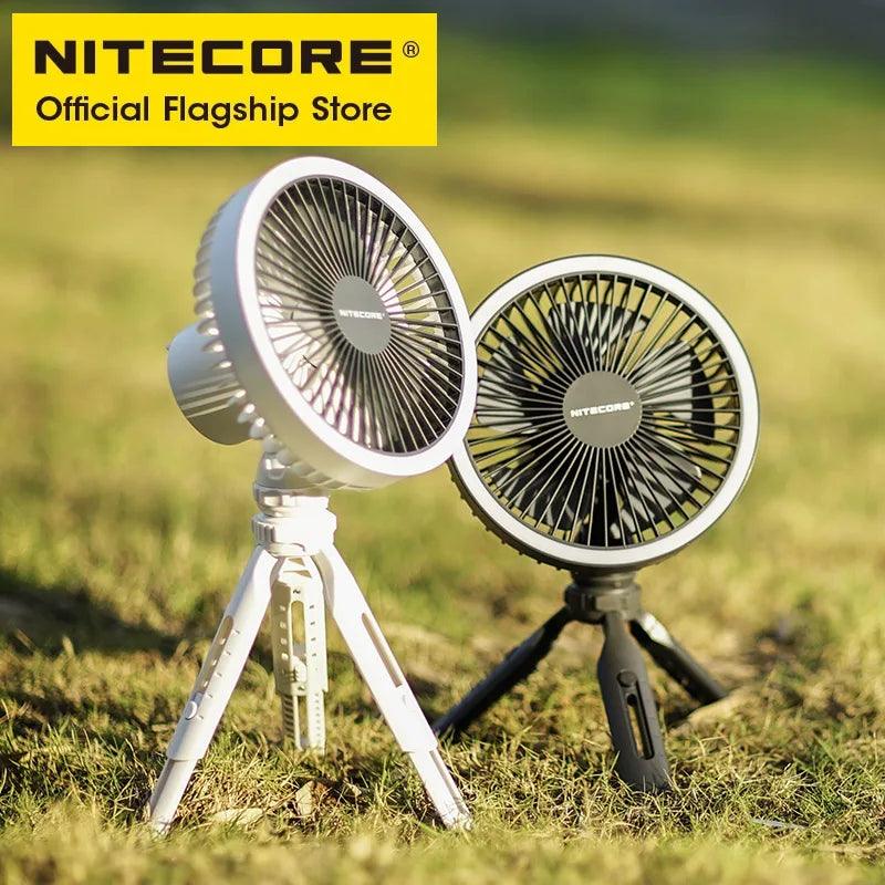 NITECORE NEF10 3-in-1 Camping Electrice Fan USB-C Rechargeable Ceiling Fans 10000mAh Power Bank LED Ring Light Adjustable Tripod