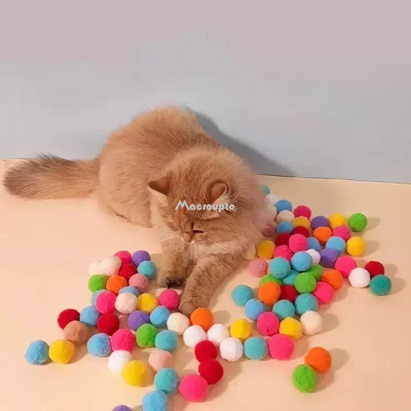 Interactive Cat Toy Set: Creative Mini Pompoms & Plush Ball Games  ourlum.com   