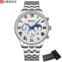 CURREN 2023 Men's Waterproof Chronograph Watch with Luminous Hands - Stylish Stainless Steel Sport Timepiece  OurLum.com silver box CHINA 