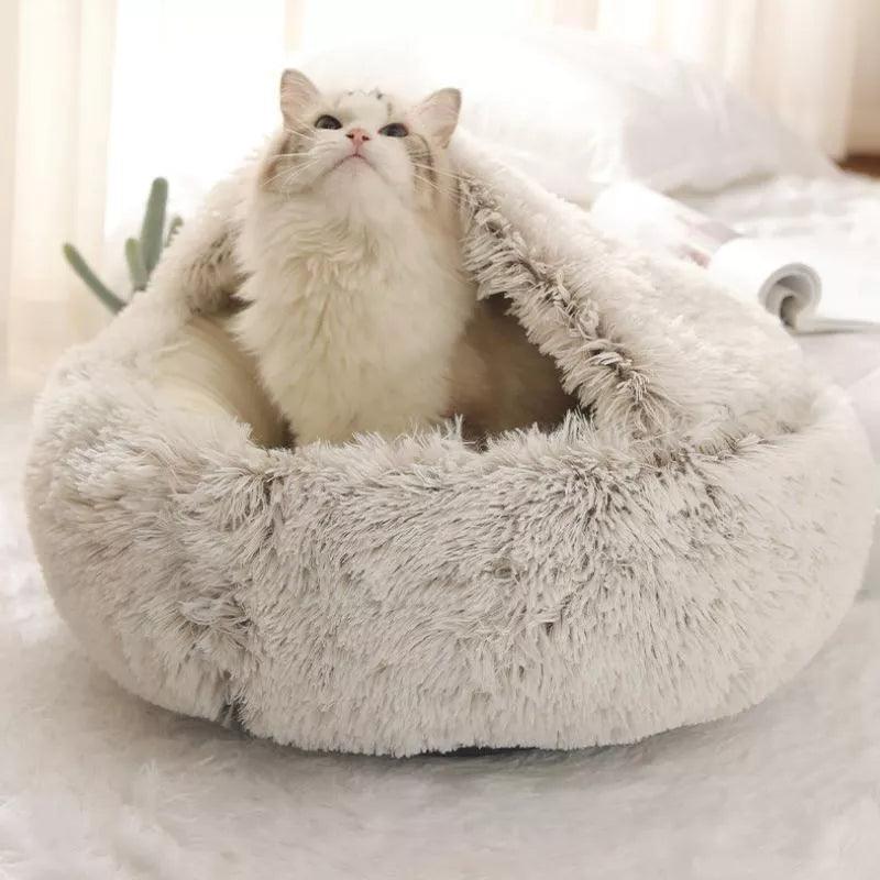 Winter Cozy Cat & Dog Bed: 2-in-1 Plush Nest for Small Pets  ourlum.com   