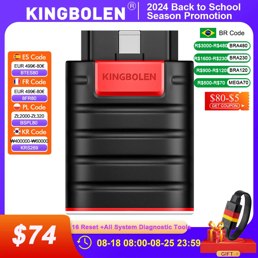 KINGBOLEN Ediag OBD2 Diagnostic Tool with 1 Year Free Software, Full System Diagnostics, ECU Coding, and Active Test Functions