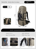 Naturehike 70L Professional Lightweight Hiking Backpack