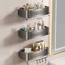 Vacuum Suction Cup Bathroom Shelf Wall Mounted Aluminum Organizer