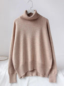 Winter Essential Thick Knit Turtleneck Sweater for Women  ourlum.com Khaki L 