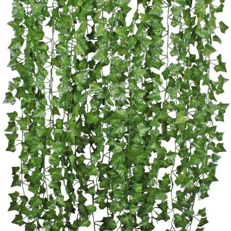 Green Silk Artificial Hanging Christmas Garland Vine Leaves DIY Home Wedding Party Garden  ourlum.com   