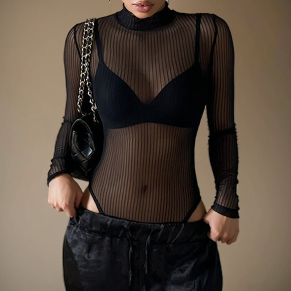 Mesh Hollow Jumpsuit T-shirt: Creative Fashion for Autumn Trendsetters
