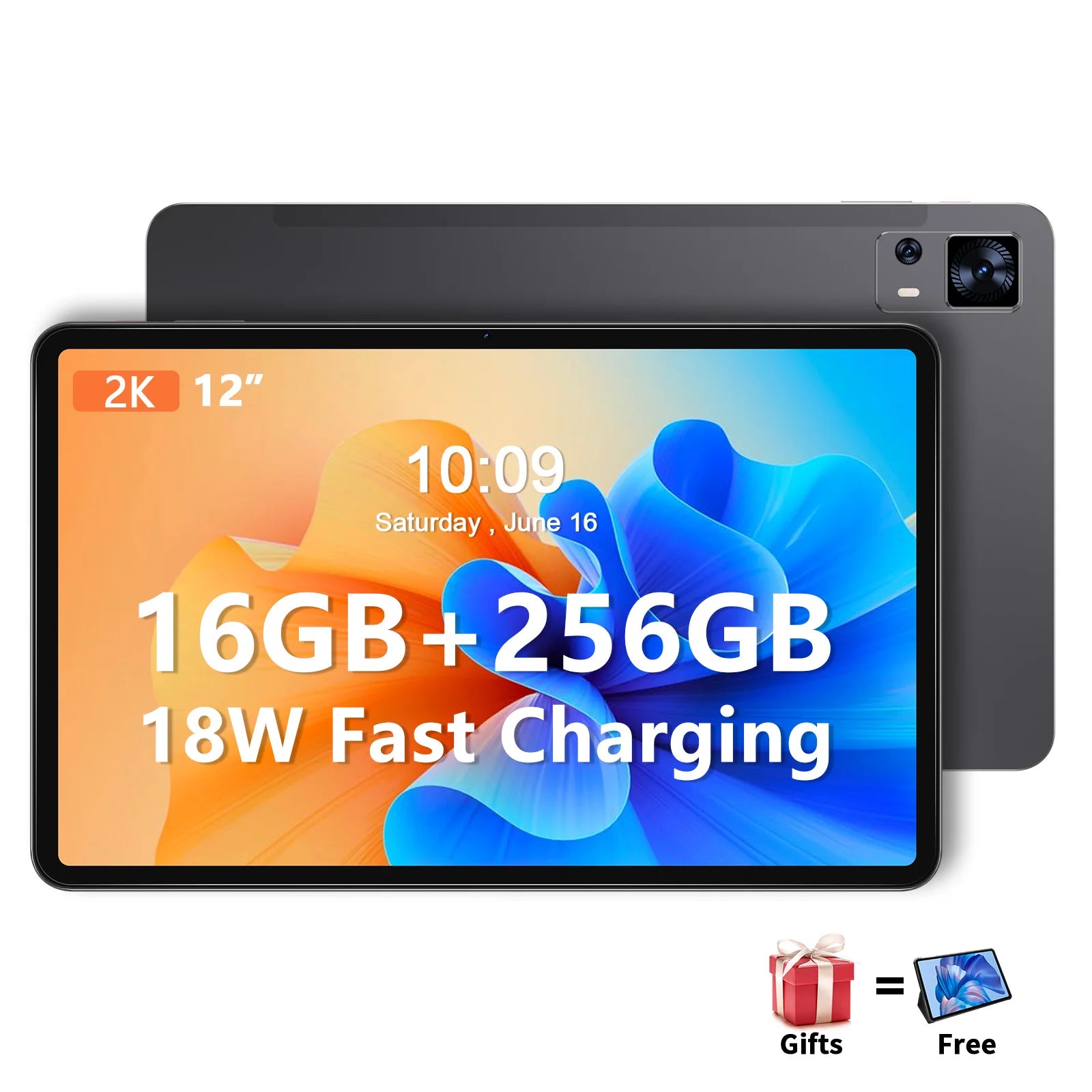 TAB16 12" 2K Tablet Android 13 2000x1200 FHD INCELL 16GB RAM 256GB ROM UNISOC T616 Octa Core 4G SIM 18W Fast Charging