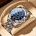 Steel Chronograph Watch: Elegant Timepiece with Luminous Hands