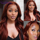 Luxe Reddish Brown Wavy Peruvian Human Hair Wig Women