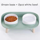 Adjustable Cat Double Bowls Feeder for Healthy Pet Eating  ourlum.com Green-2w  