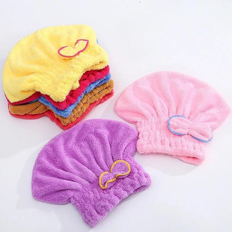 Microfibre Bowknot Hair Drying Cap - Coral Fleece Spa Towel Hat  ourlum.com   