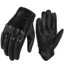 Vintage Black Leather Motorcycle Gloves for Men Biker Racing