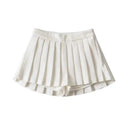 Confidently Chic Vintage Pleated Mini Skirt - Korean Inspired White Dance Skirt  ourlum.com WHITE XL 