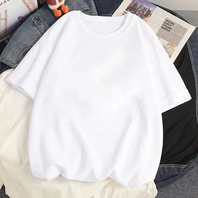 Harajuku Cartoon Couple Print Women's Streetwear T-shirt - Y2K Anime Top  ourlum.com White XS 