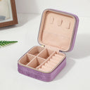 Velvet Jewelry Box For Women Travel Zipper Organizer Case