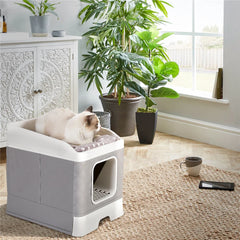 Foldable Cat Litter Box Large Pet Toilet+Cat Sand Shovel Easy Clean Leak-proof Enclosed