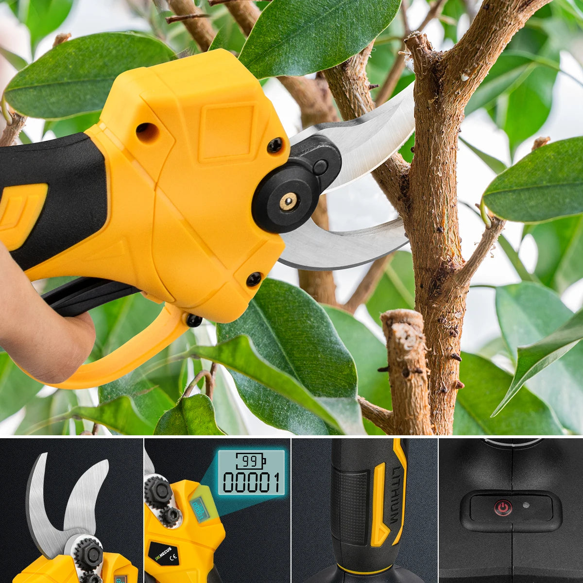 Cordless 30mm Brushless Electric Pruning Shears with Dual Gears - Compatible with Makita 18V Batteries - Ideal for Bonsai and Fruit Tree Trimming