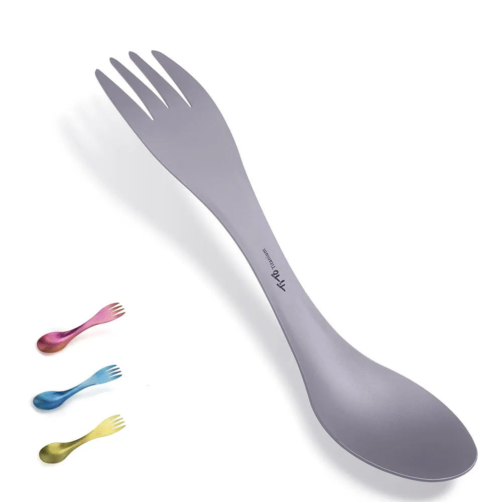 Ultralight Titanium Spork Spoon - 2-in-1 Eco-Friendly Flatware for Camping, Hiking, and Travel