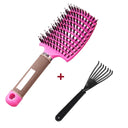 Hair Scalp Massage Comb Bristle Nylon Hairbrush Wet Curly Detangle  Anti-Static Hair Brush Professional Salon Hairdressing Style  ourlum.com A Pink and Brush  