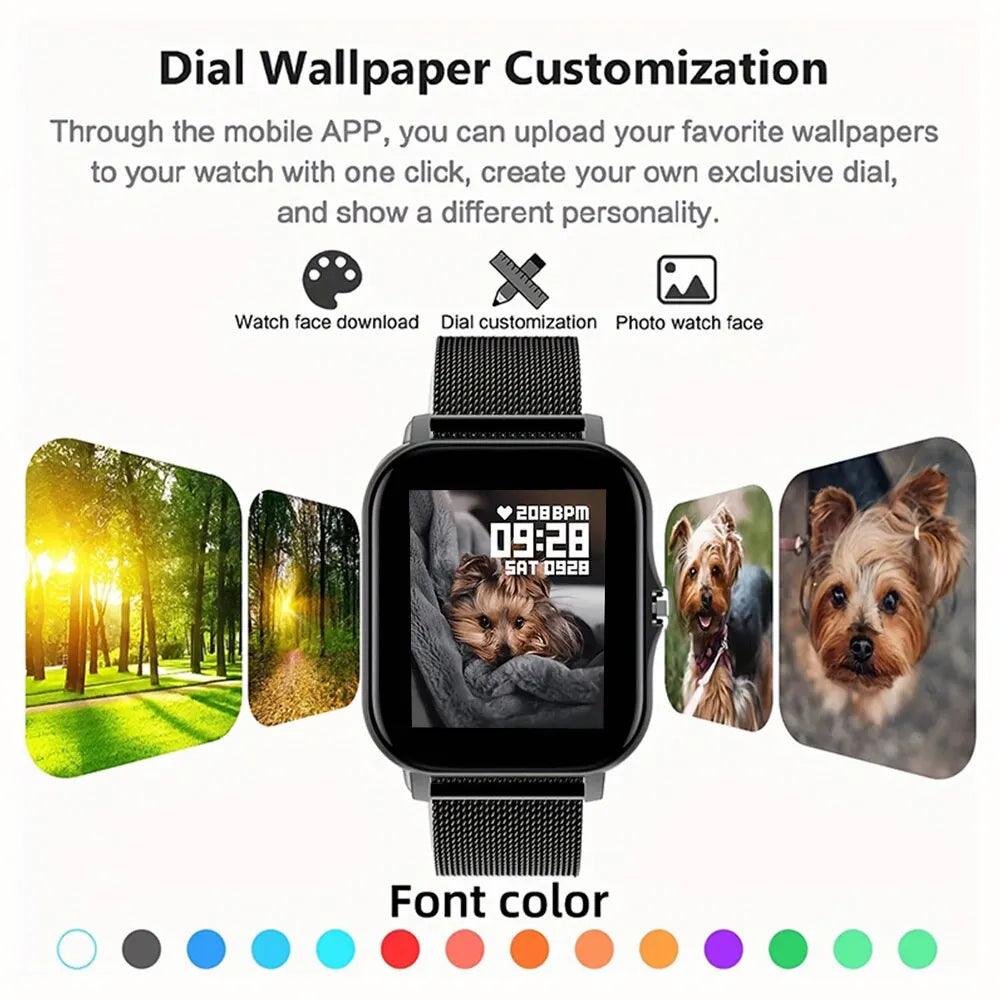 Health Tracker Smartwatch with Blood Oxygen/Pressure Monitoring and Bluetooth Calling, 1.44'' Color Screen - Men's and Women's Smart Watch  ourlum.com   