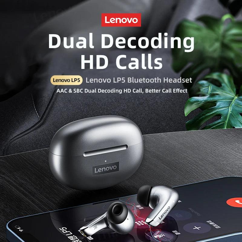 Lenovo LP5 Wireless Bluetooth Earbuds - Enhanced Sound Quality and Waterproof Design  ourlum.com   