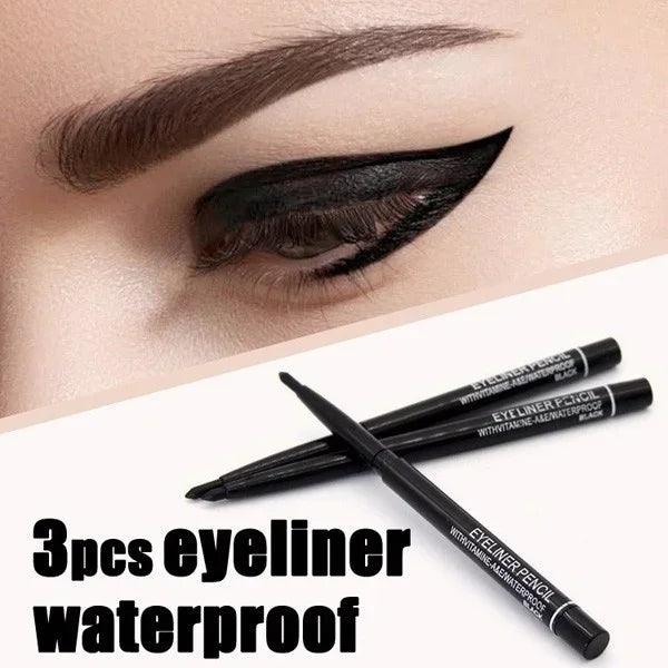 Women Waterproof Retractable Rotary Eyeliner Pen Eye Liner Pencil Makeup Cosmetic Tools(3pcs/set)  ourlum.com   