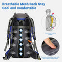 50L Hiking Backpack Waterproof Camping Pack with Shoe Compartment