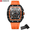 CURREN Chronograph Square Dial Men's Wristwatch: Luxury Waterproof Timepiece  ourlum.com orange box CHINA 