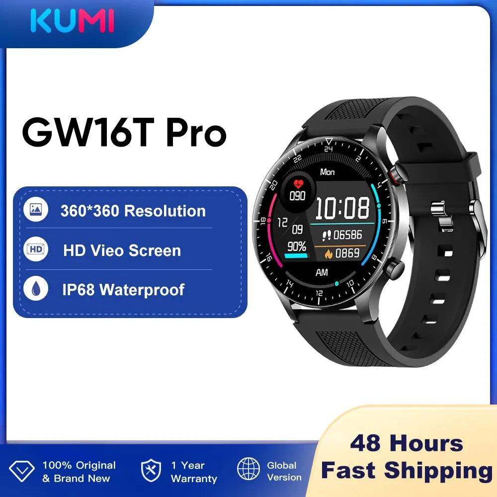 KUMI GW16T Pro Smartwatch with Full Touch Screen, Heart Rate Monitor, IP68 Waterproof, and Long-Lasting Battery  ourlum.com   