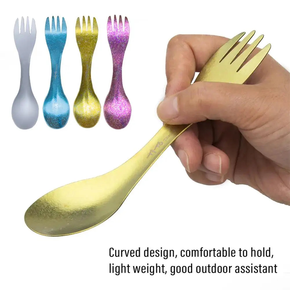 Ultralight Titanium Spork - 2-in-1 Spoon and Fork for Camping, Hiking, and Travel