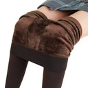 Cozy Velvet Winter Leggings - High Waist Stretch Leggings for Women  ourlum.com Brown S 