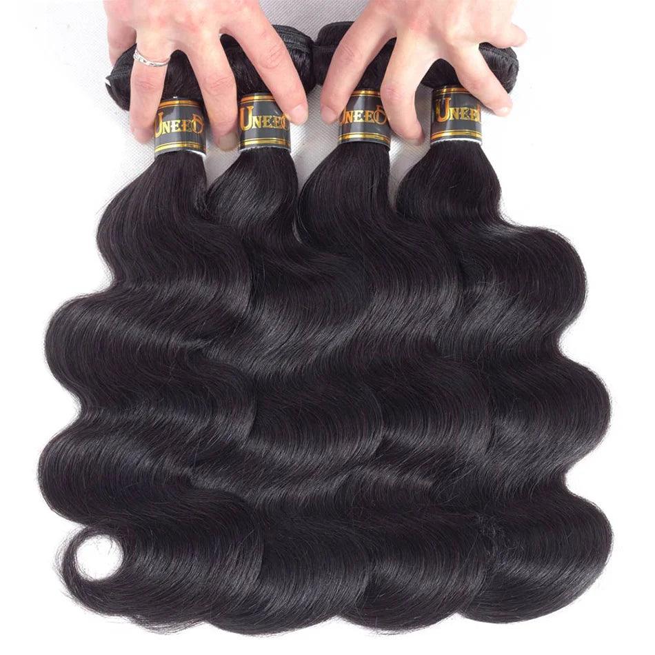 Brazilian Body Wave Hair Extensions - Premium Remy Human Hair Bundle Set, Natural Color 8-40 Inch Options  ourlum.com   