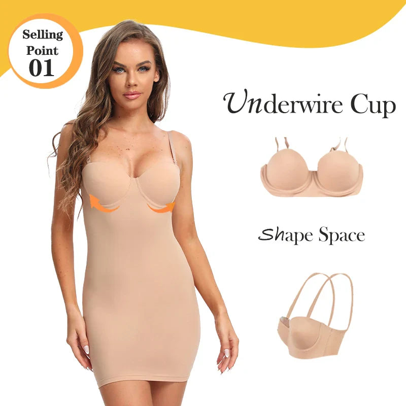 Nude Slimming Underwire Shapewear Dress for Women - Flattering Body Shaper