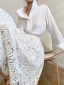 Vintage Floral Lace A-Line Skirt Elegant Women's Fashion