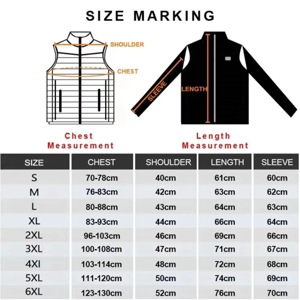 21 Areas Heated Jacket Cotton Clothes Lightweight USB Electric Self Heating Jacket Men Women Coat Ski Camping Winter Clothing