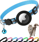 ATUBAN Reflective Cat Collar with Airtag Holder & Bell for Cats  ourlum.com Blue  