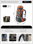 Naturehike 70L Professional Lightweight Hiking Backpack