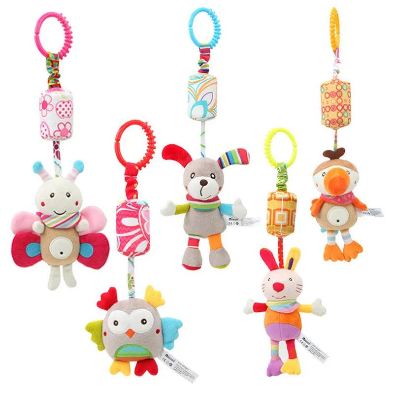 Baby Sensory Hanging Rattles Plush Animals Teether Toy for Babies  ourlum.com   