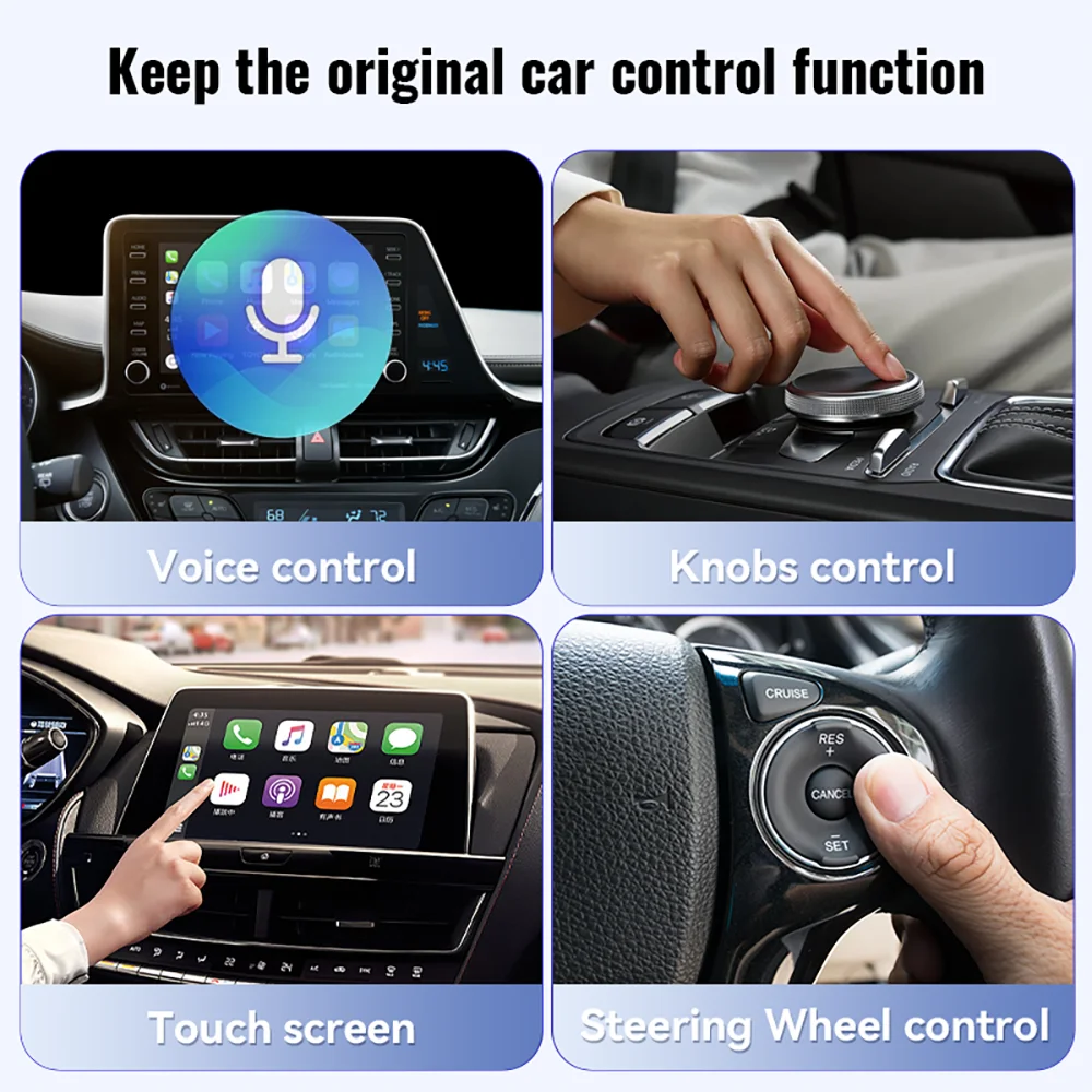 New 2 In1 Carplay& Android Auto Glass Mirror Mini Carplay Box Wired to Wireless Carplay Adapter for USB/Type C Plug & Play